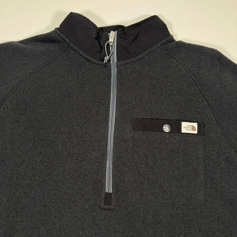 The North Face Fleece 1/4 Zip Pullover Men's L Charcoal Gray Mock Neck Outdoor